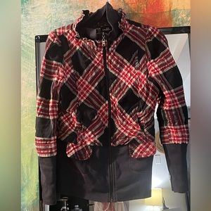 NWOT PLAID ZIP UP RED/BLUE-INCREDIBLY UNIQUE 🤩 YAG COTURE (SiZE: L) ⭐️VINTAGE⭐️